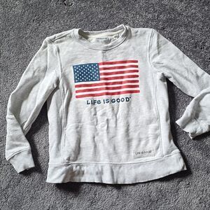 Life is Good Sweatshirt Pullover Size L (8) Kids Boy Girl USA Excellent